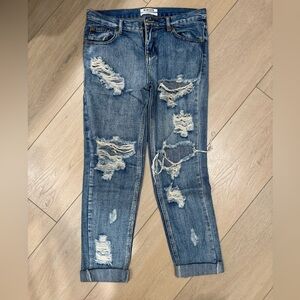 One Teaspoon Ripped Blue Boyfriend Jeans
